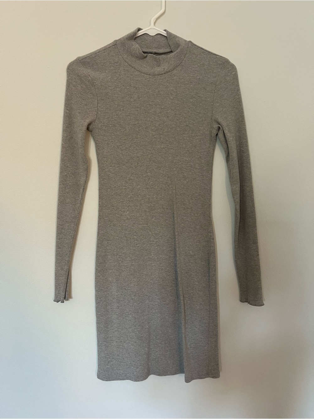 Abercrombie & Fitch Heather Gray Long-Sleeve Mock Neck Dress